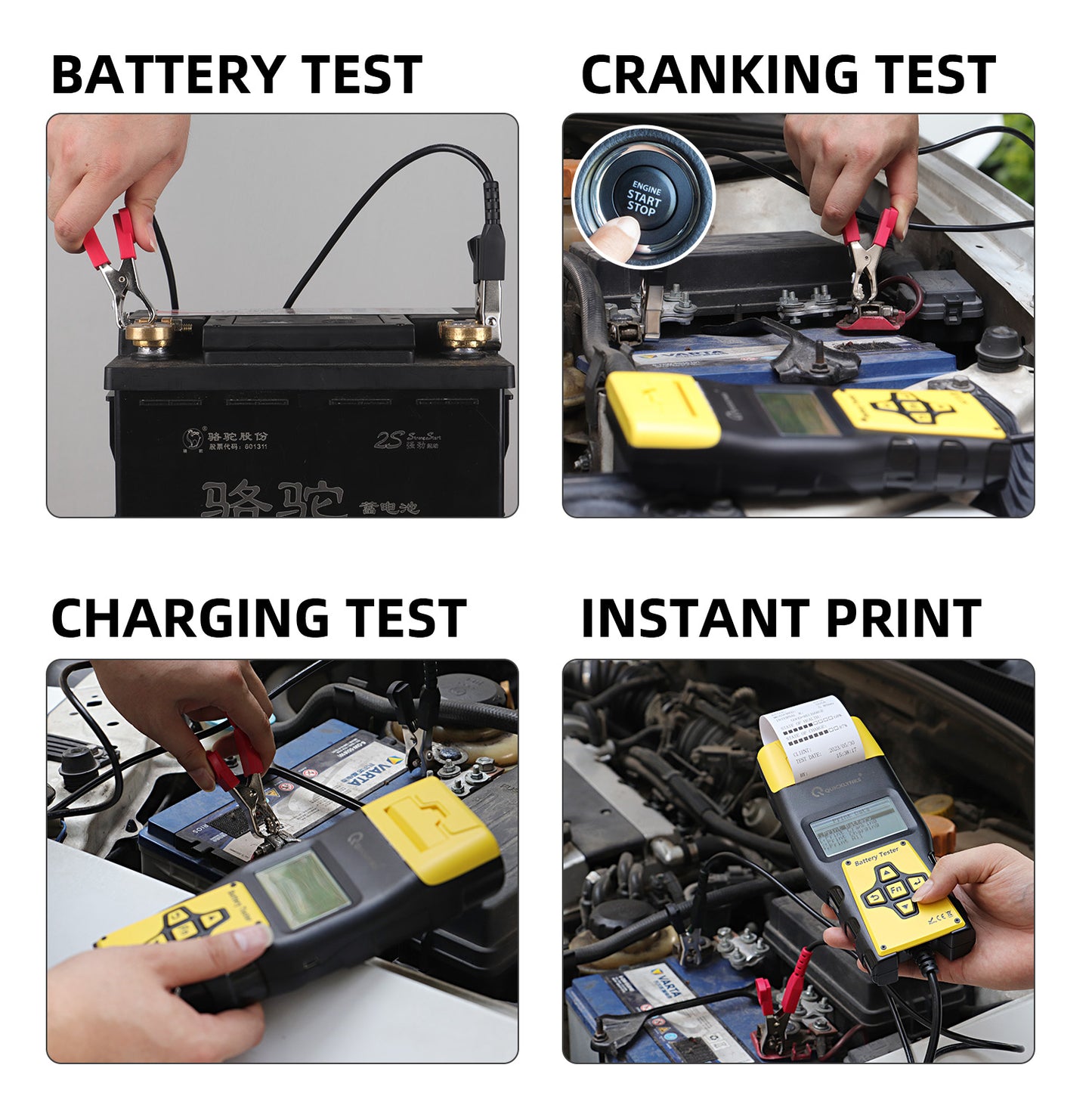 12V/24V Auto Battery Tester with Printer 100-2000 CCA Car Battery Analyzer Auto Cranking and Charging System Test Tool