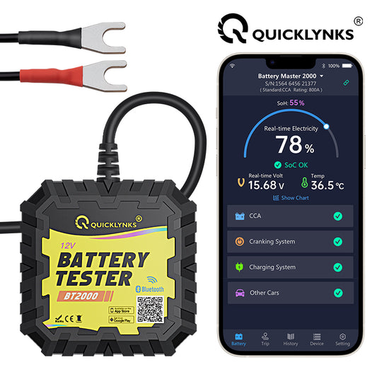 Professional Battery monitor Battery tester Battery Health Tester Analyzer Charging Test SOC SOH CCA VOL Quicklynks BT2000