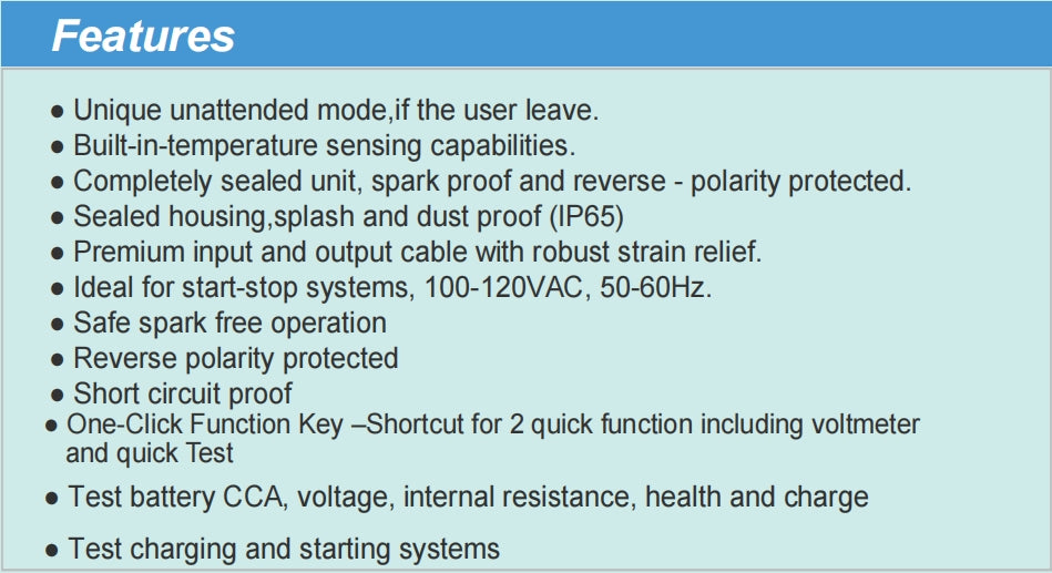 Safe battery charger with battery detection to repair battery short circuit and smart APP management and IP65