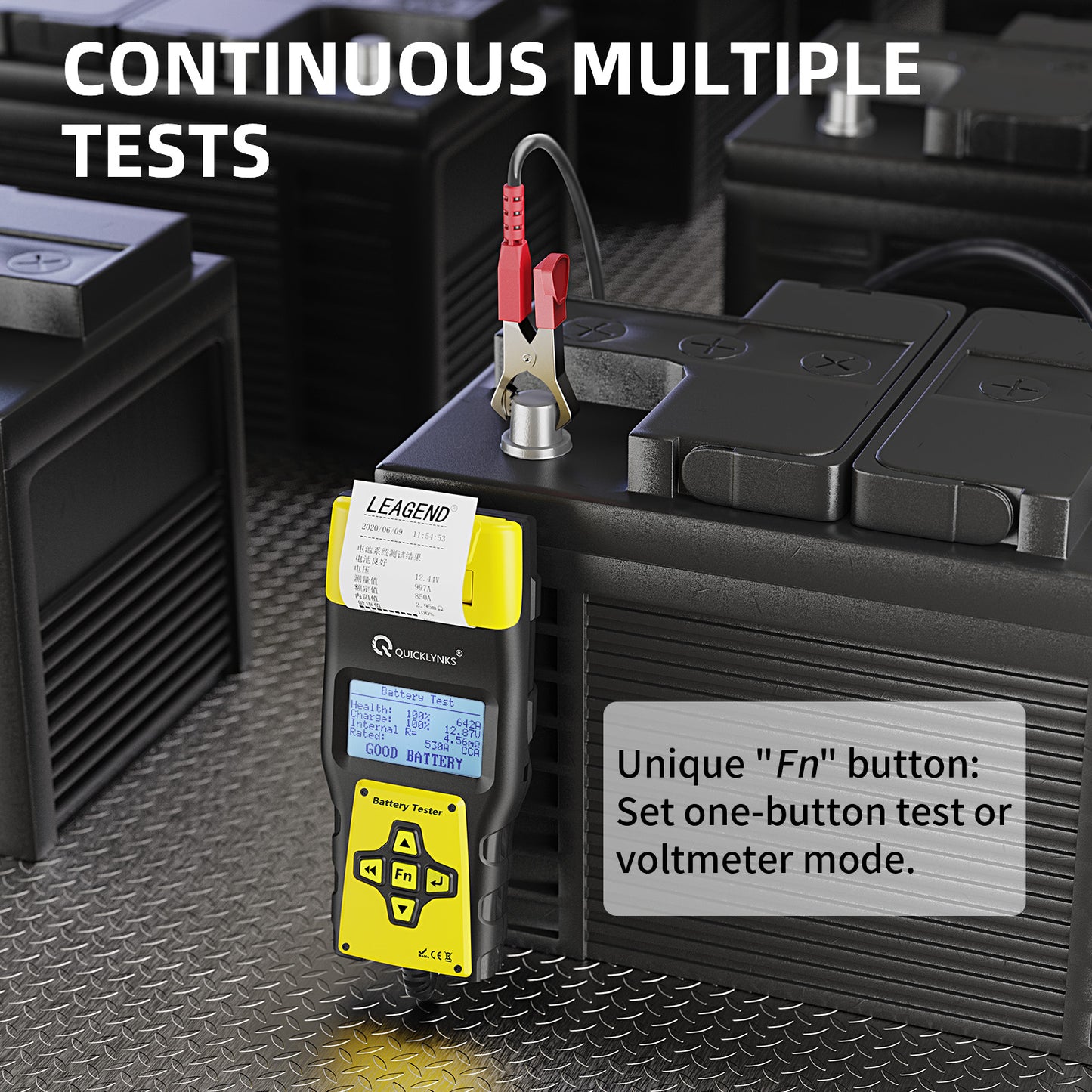 12V/24V Auto Battery Tester with Printer 100-2000 CCA Car Battery Analyzer Auto Cranking and Charging System Test Tool