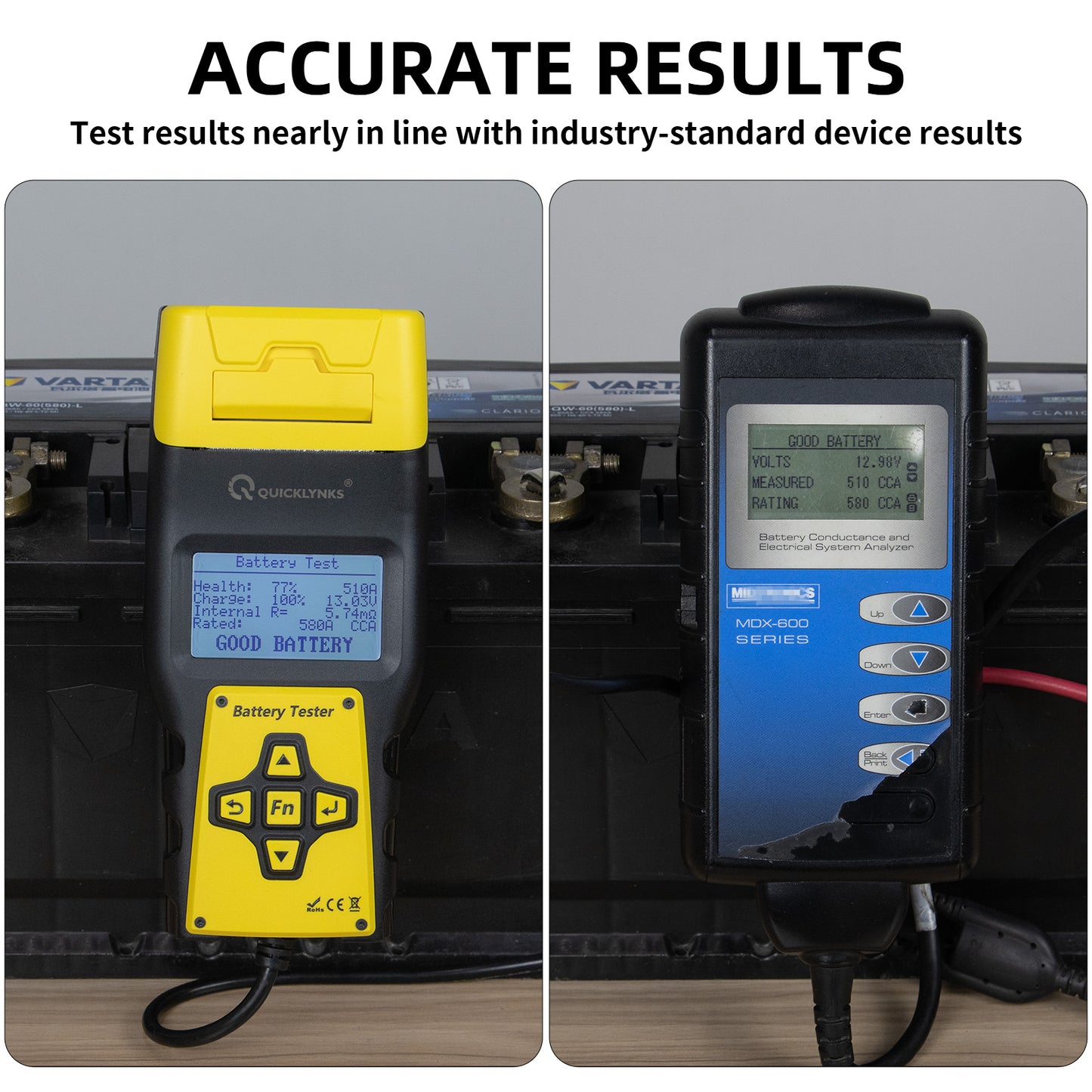 12V/24V Auto Battery Tester with Printer 100-2000 CCA Car Battery Analyzer Auto Cranking and Charging System Test Tool