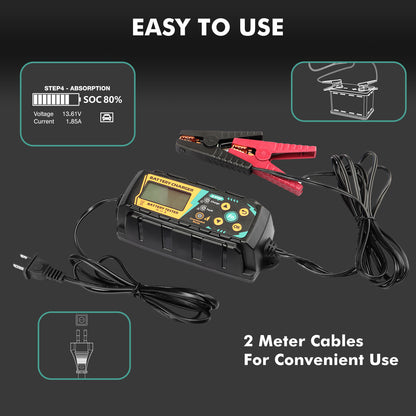 Safe battery charger with battery detection to repair battery short circuit and smart APP management and IP65