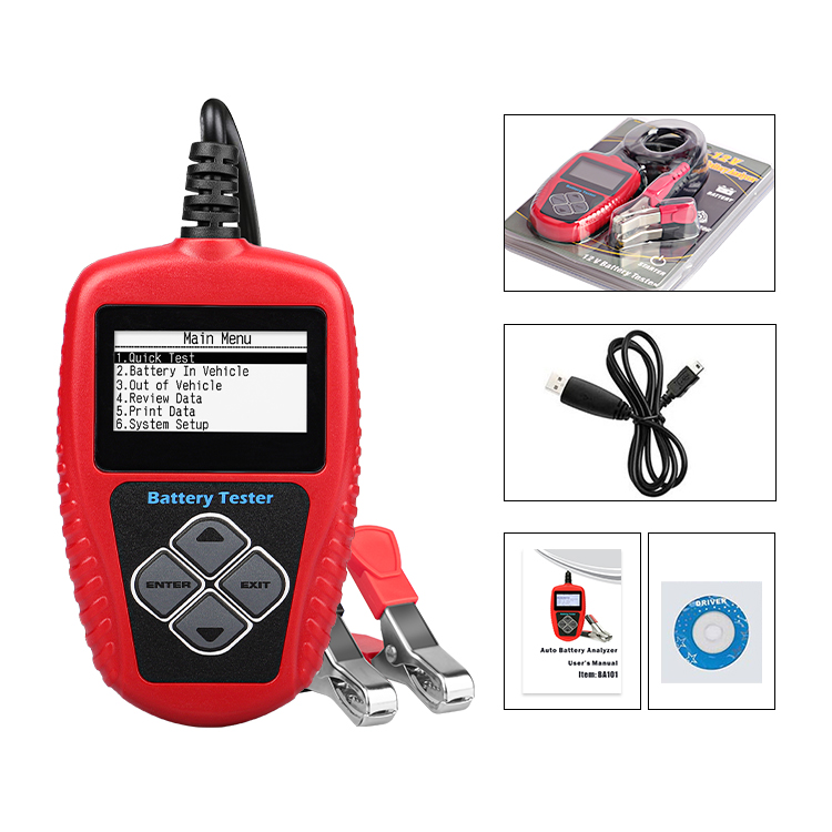 12v battery tester lightweight portable support multi language car motorcycle battery tester