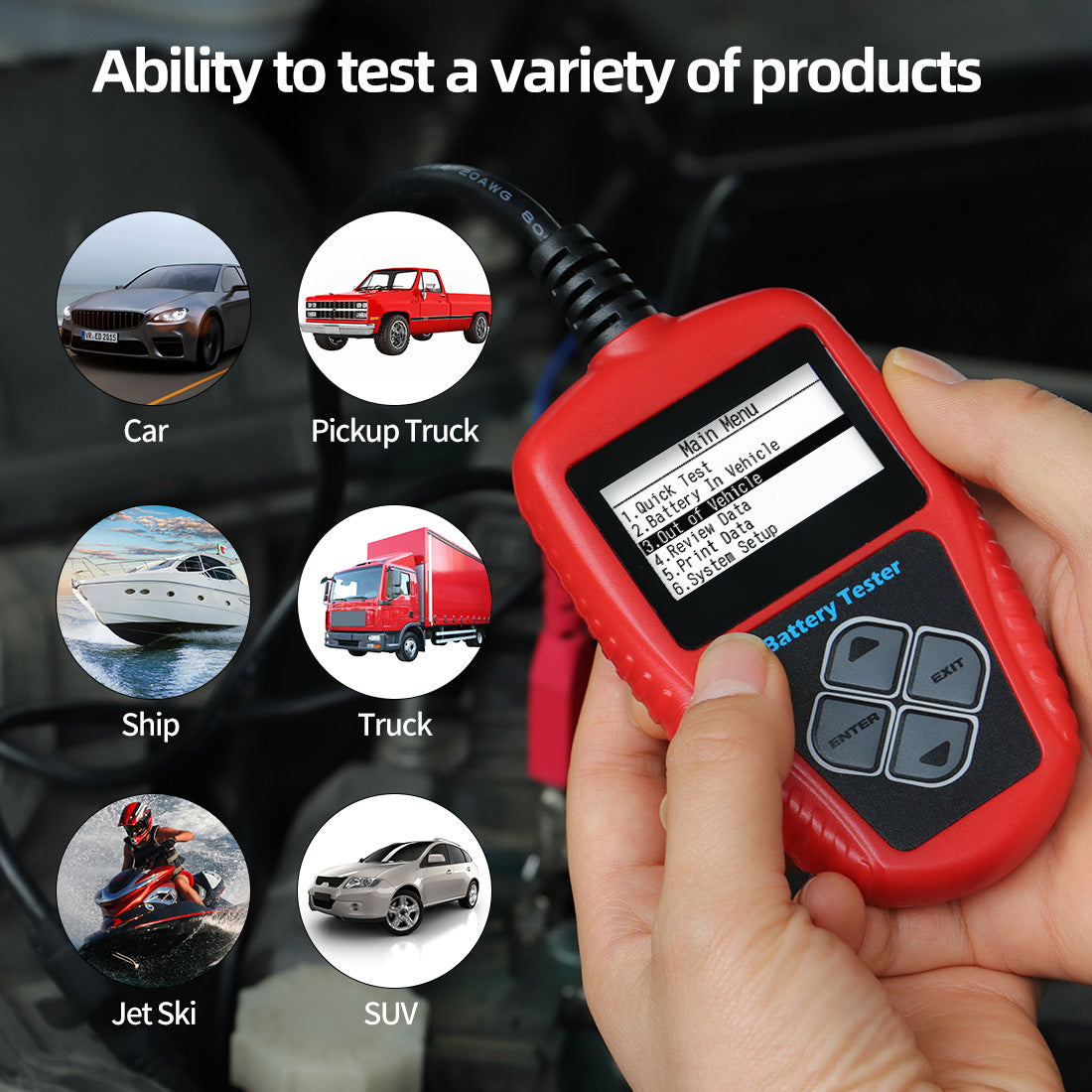 12v battery tester lightweight portable support multi language car motorcycle battery tester