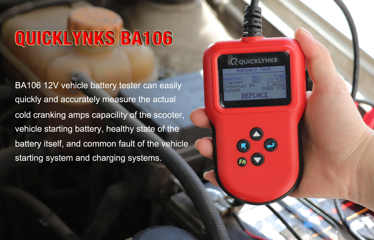 Lithium battery tester 12V CCA 220AH Automotive Load Battery Tester Digital Analyzer Bad Cell Test Tool for Car/Boat/Motorcycle