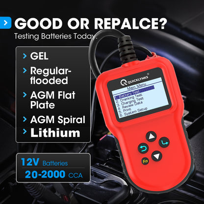 Lithium battery tester 12V CCA 220AH Automotive Load Battery Tester Digital Analyzer Bad Cell Test Tool for Car/Boat/Motorcycle