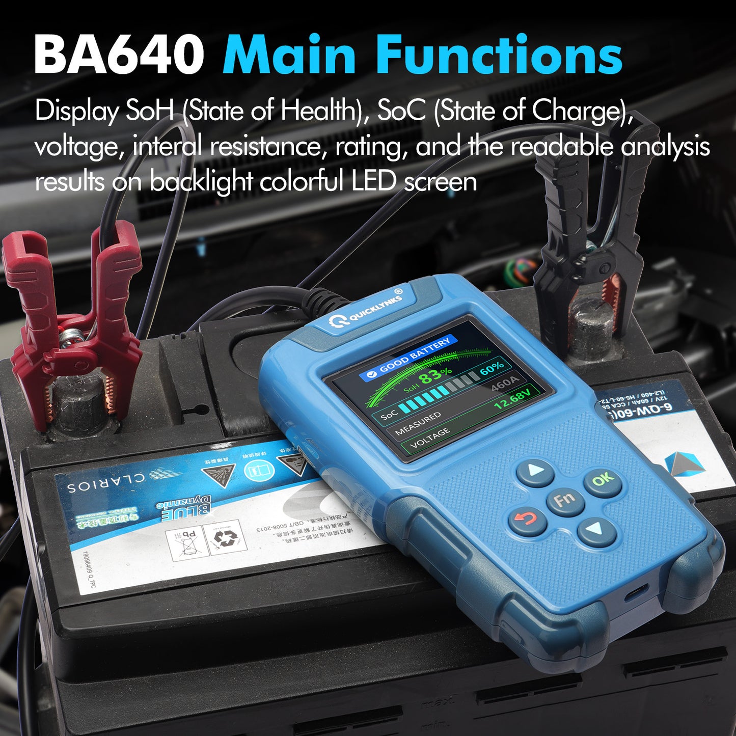 Battery Tester Quicklynks BA640 is suitable battery test 6V 12V 24V