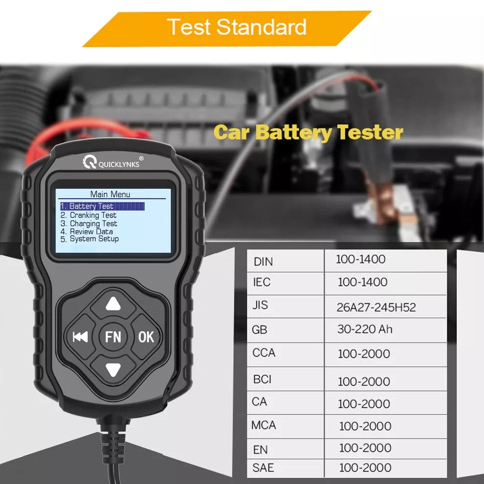 12V 24V Automotive Battery Load Tester 100-2000 CCA Car Battery Analyzer Auto Cranking and Charging System