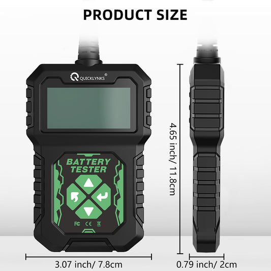 battery Diagnostics 12v Portable Automotive Battery analyzer Battery Tester Capacity monitor SOC, SOH, Voltage