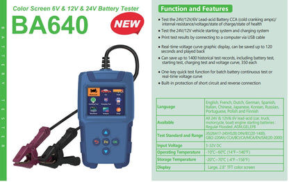 Battery Tester Quicklynks BA640 is suitable battery test 6V 12V 24V