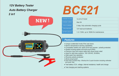 Safe battery charger with battery detection to repair battery short circuit and smart APP management and IP65